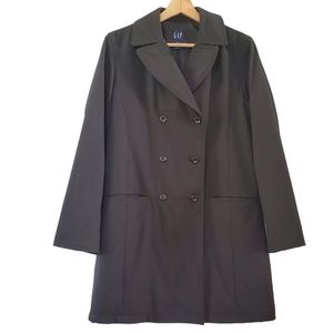 VINTAGE GAP Women's Black Long Trench Coat sz S